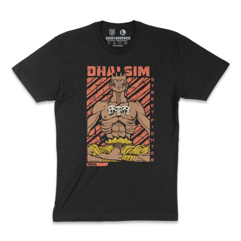 Gaming Retro Arcade - 00012805#A-Dhalsim T-Shirt Street Fighter Tee Yoga