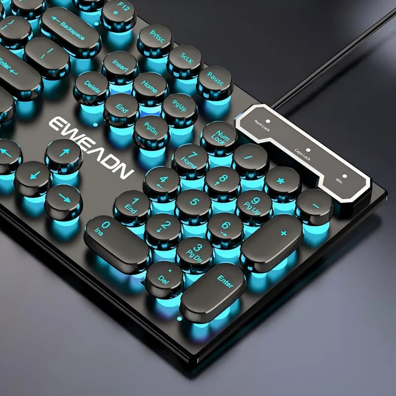 Retro Pc Gaming - Retro Punk Mechanical Feel Keyboard Mouse