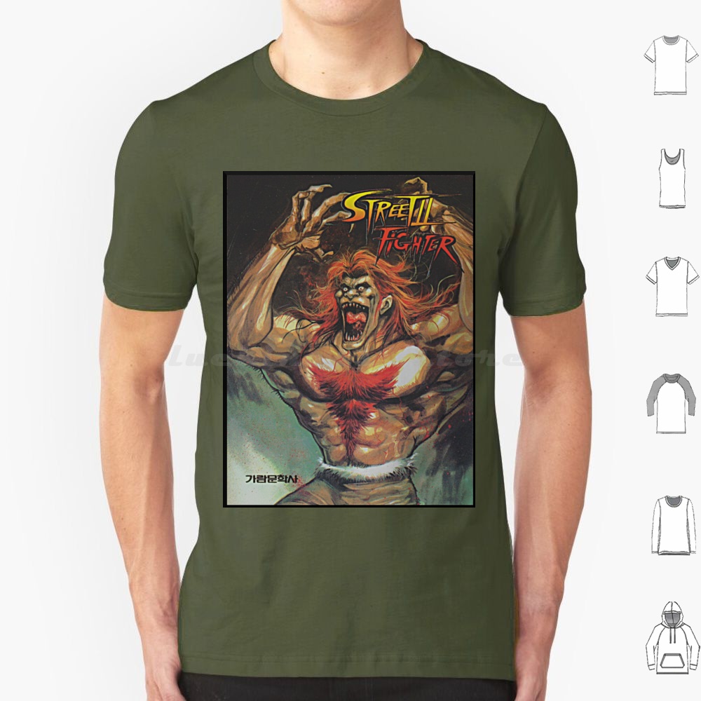 Retro Gaming T Shirts - Blanka-Korean 2 Manga T Shirt Cotton