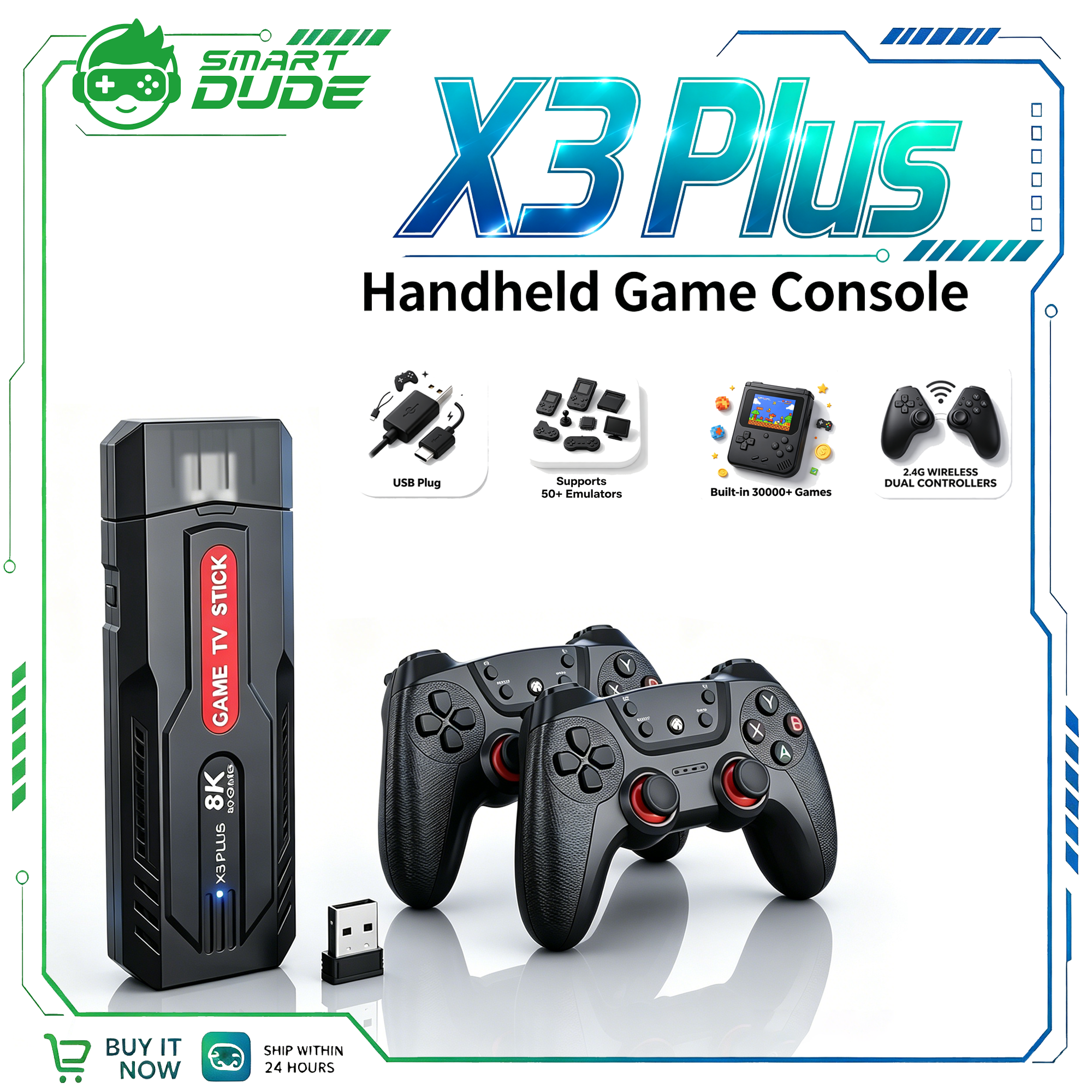 Retro Gaming Game Stick - SMARTDUDE X3 Plus 4K Ultra HD