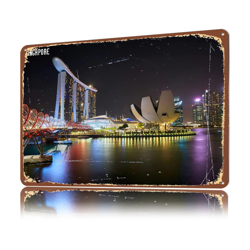 Singapore Skyline At Night Pos - Retro Gaming At reseña y precio