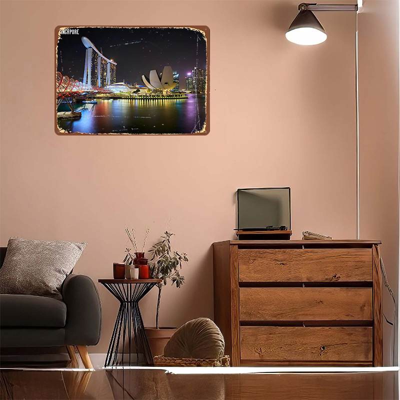 Singapore Skyline At Night Pos - Retro Gaming At reseña y precio