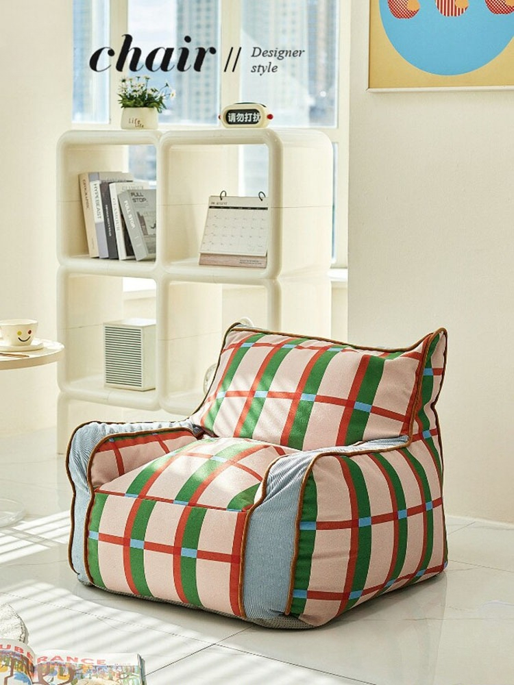 Retro Plaid Lazy Bean Bag Sing - Retro Gaming Lounge reseña y precio