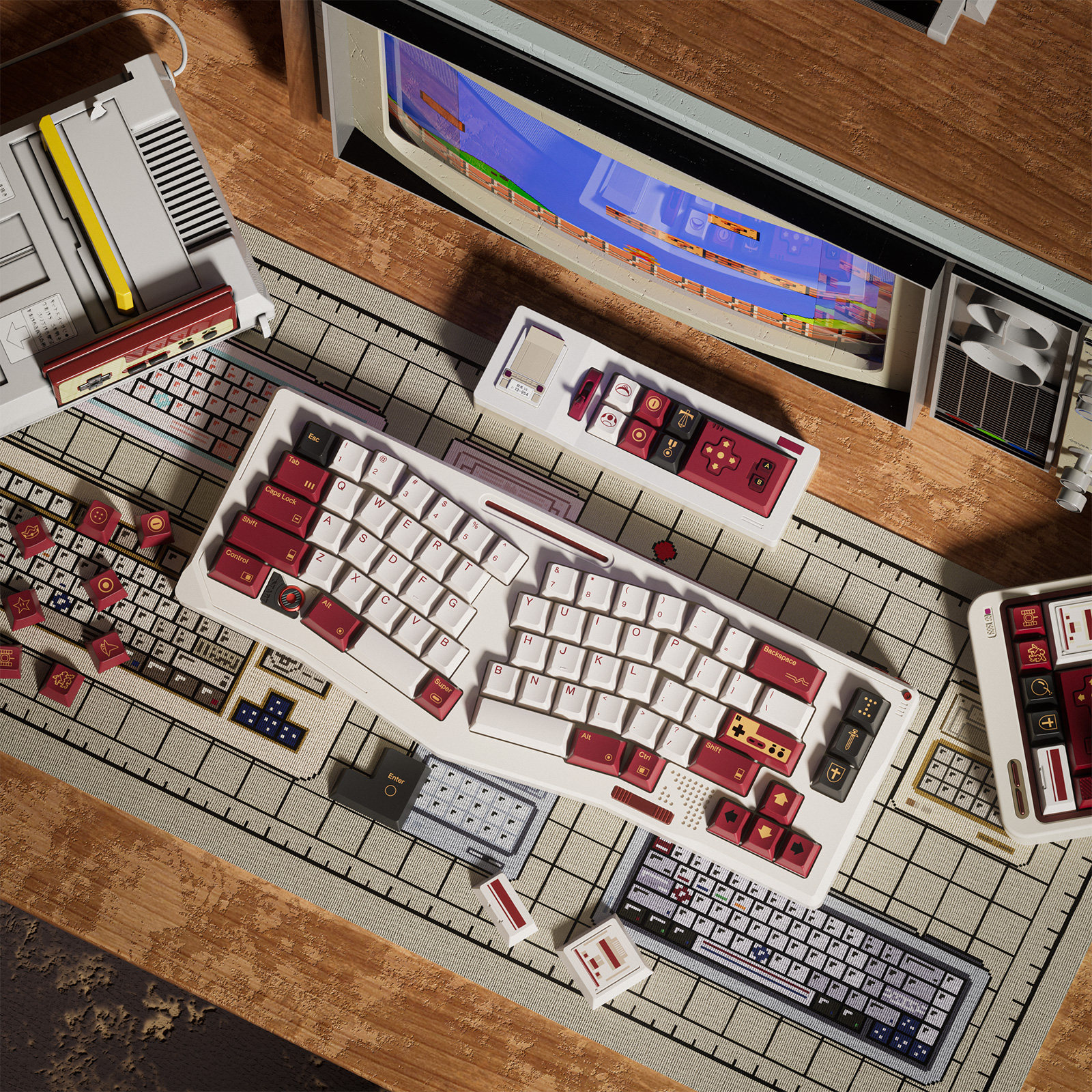 80Retros FC1983 Retro Red And  - Retro Gaming Keyboard reseña y precio