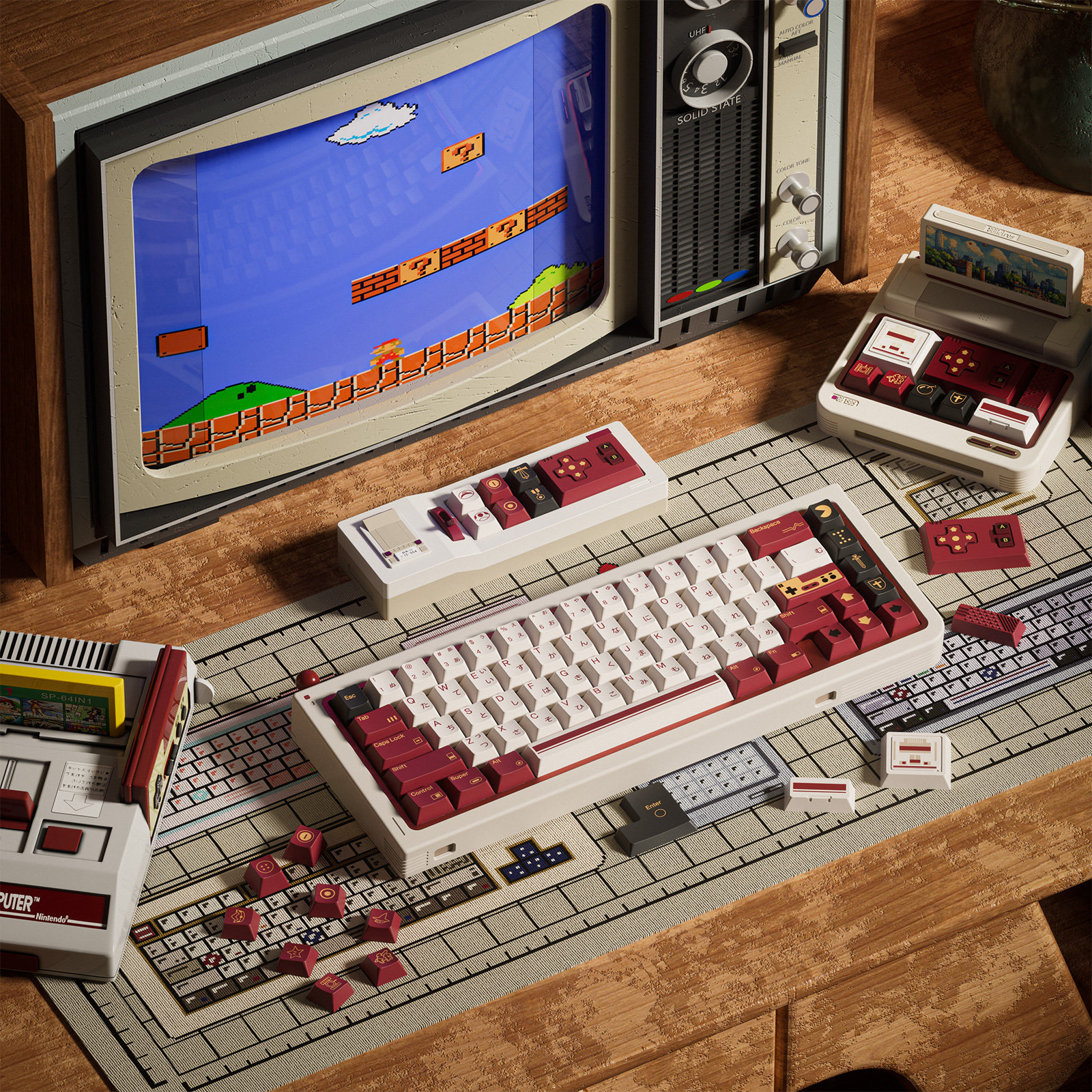80Retros FC1983 Retro Red And  - Retro Gaming Keyboard reseña y precio